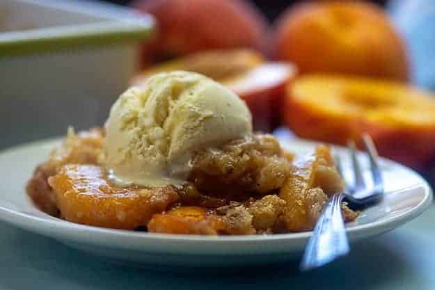 peach cobbler with bisquick.