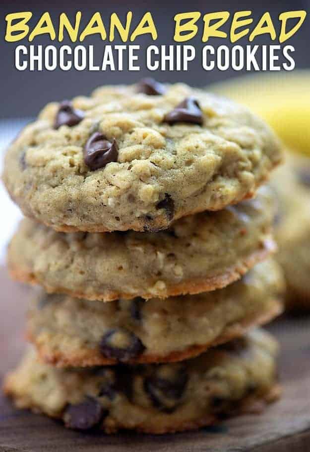 Four cookies stacked up on top of each other.