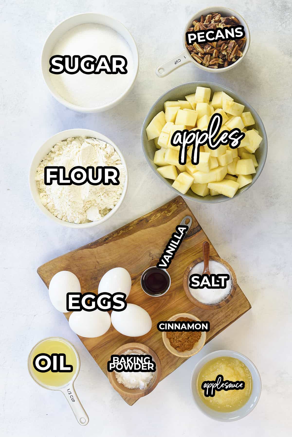 Ingredients for apple cake.