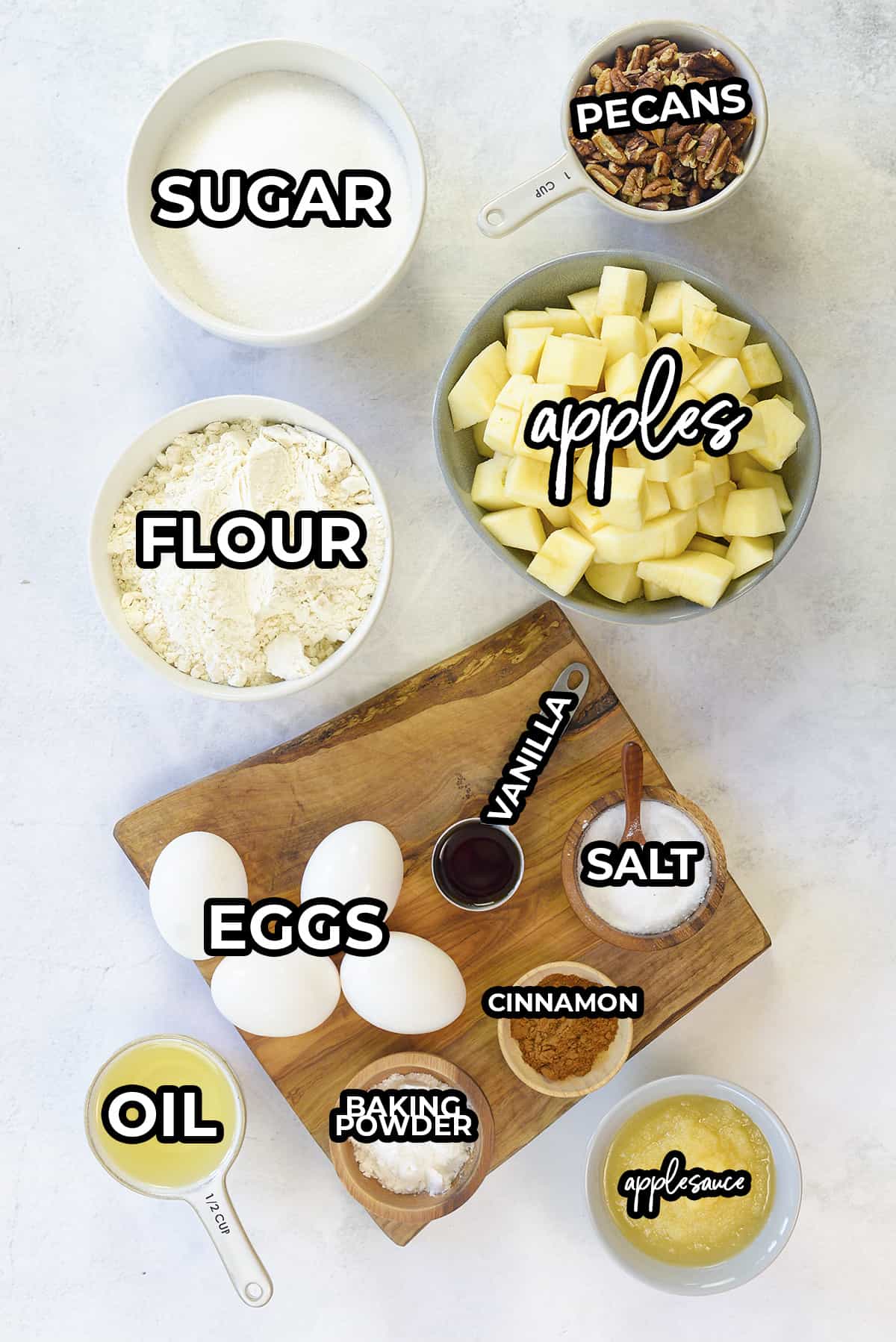 Ingredients for apple cake.