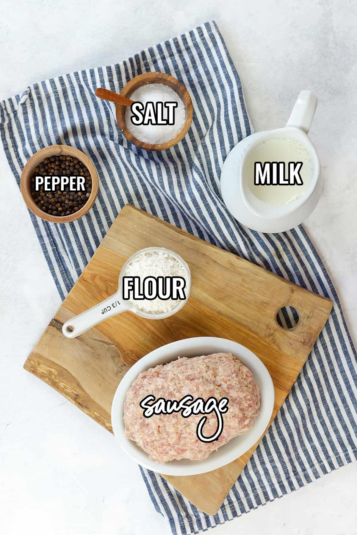 ingredients for sausage gravy.