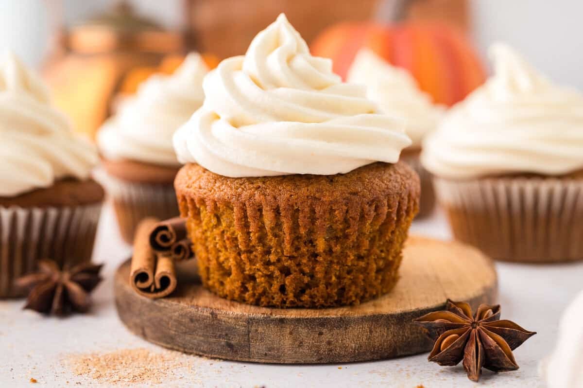 Pumpkin Cupcakes with Cream Cheese Frosting