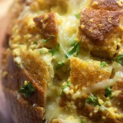 A close up of baked bread.