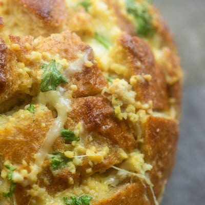 A close up of bread crust.