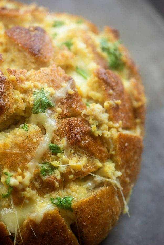 A close up of bread crust.