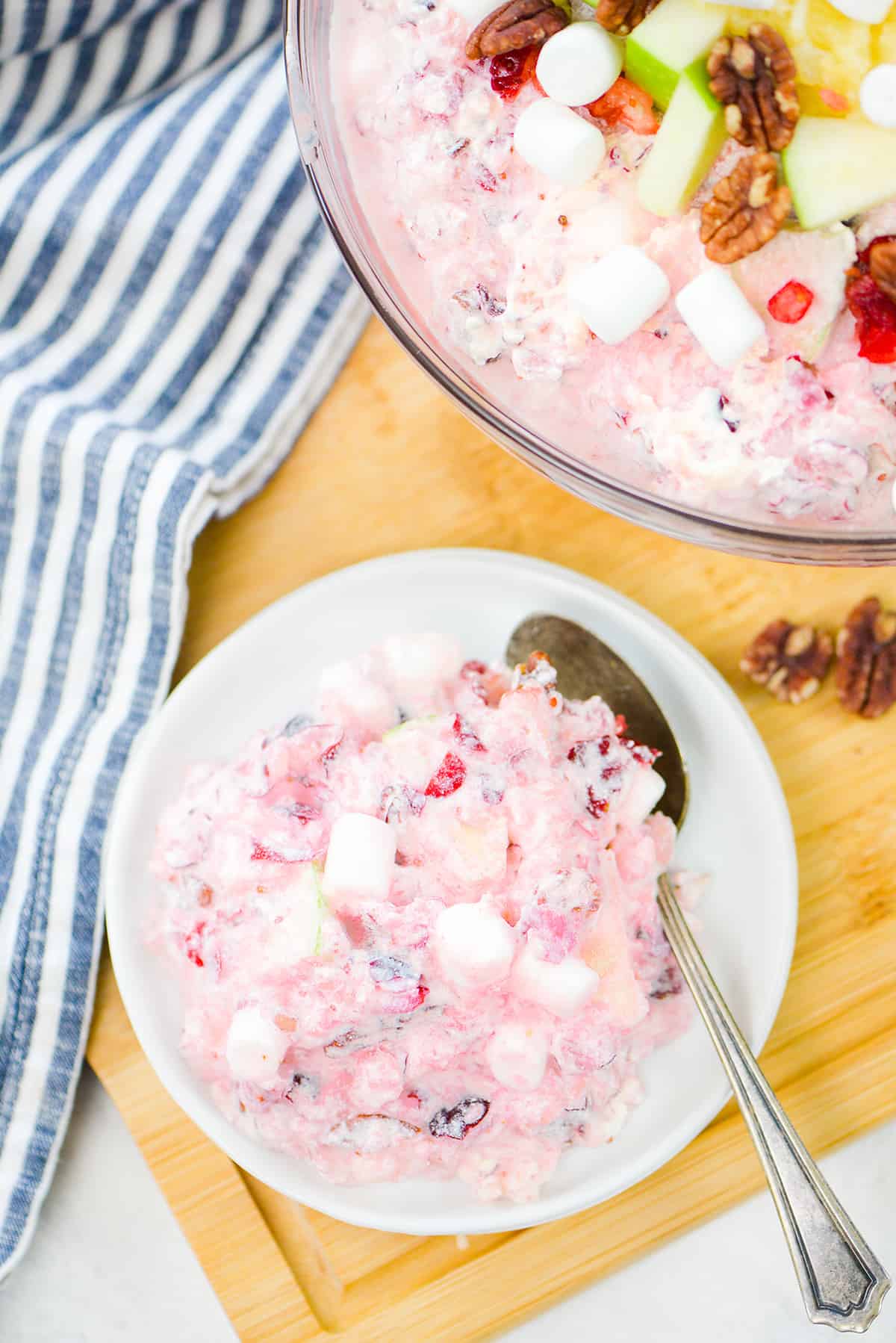 Plate full of cranberry fluff.