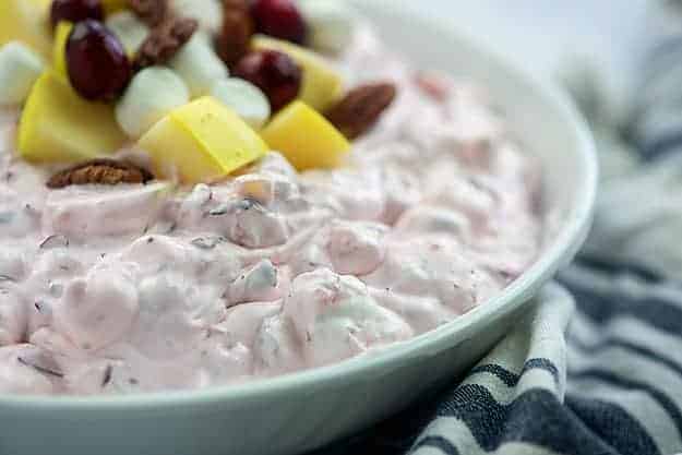 cranberry fluff in serving dish
