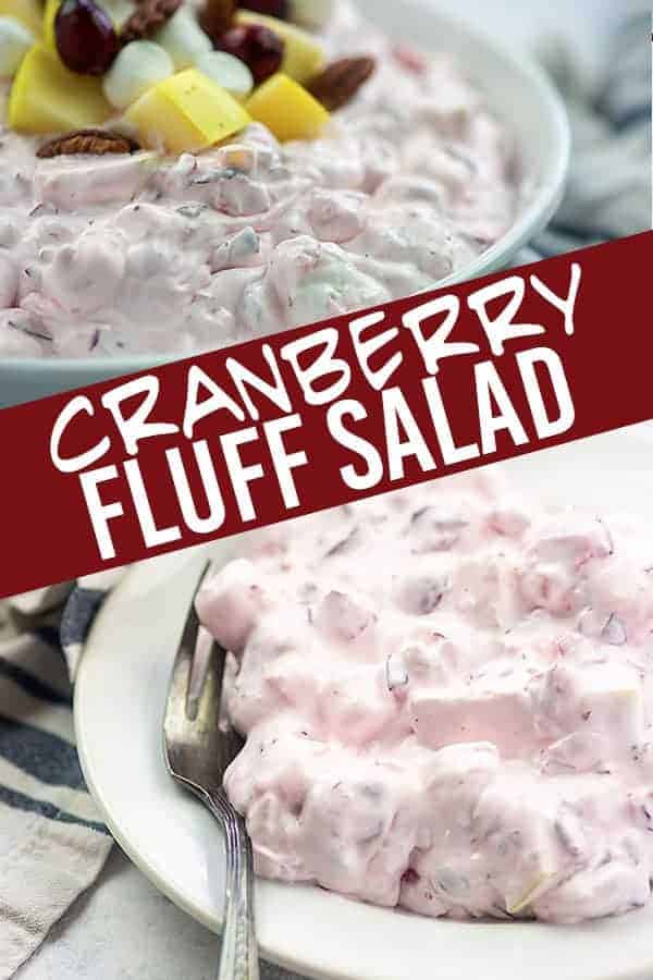 Cranberry salad and fork on a white plate.