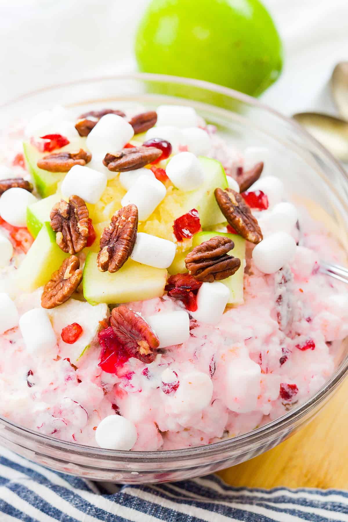 Cranberry Salad in glass bowl.