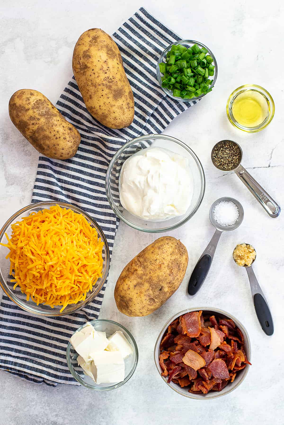 ingredients for baked potato casserole recipe.
