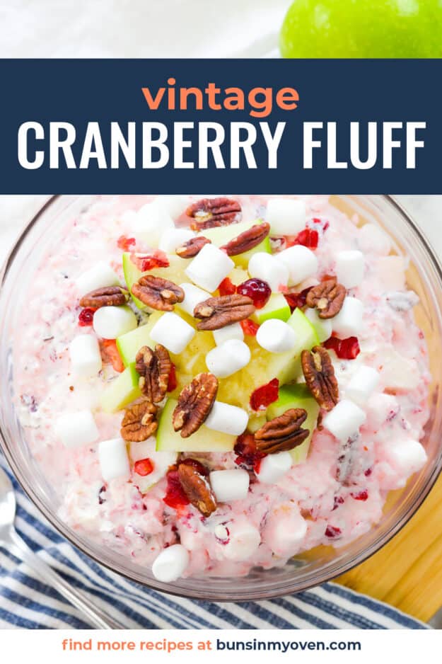 Bowl full of cranberry salad with text for Pinterest.