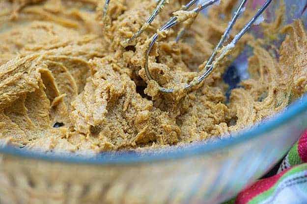 ginger cookie dough in glass bowl