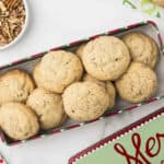 Pecan sandies in Christmas tin.