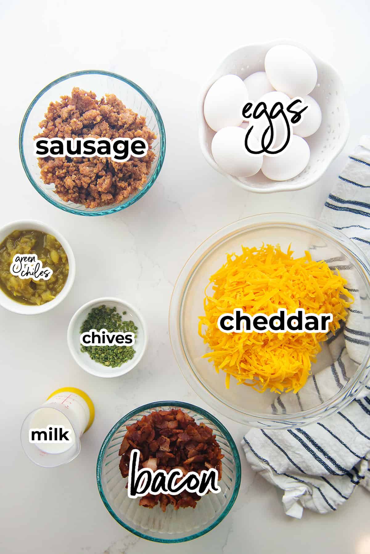 ingredients for tater tot breakfast casserole.