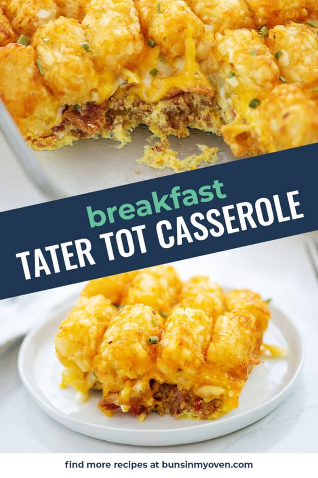 collage of tater tot casserole images.