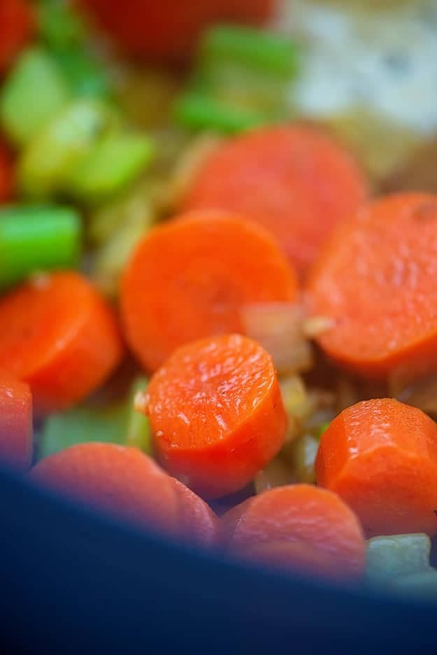 cooked vegetables for soup