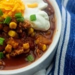 slow cooker turkey chili recipe in bowl