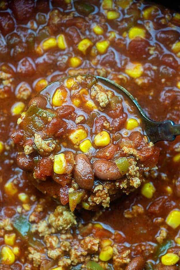 crockpot chili with turkey and vegetables