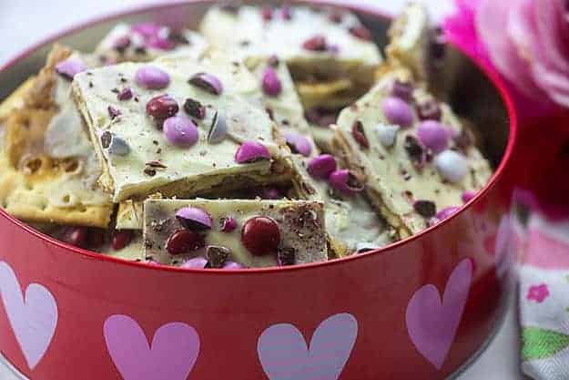 valentine's day candy in red tin