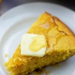 homemade cornbread with honey and butter