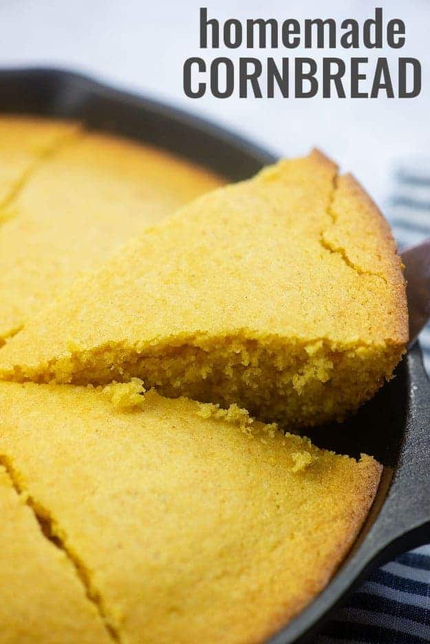 homemade cornbread in cast iron skillet