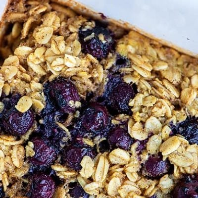close up of blueberry oatmeal recipe