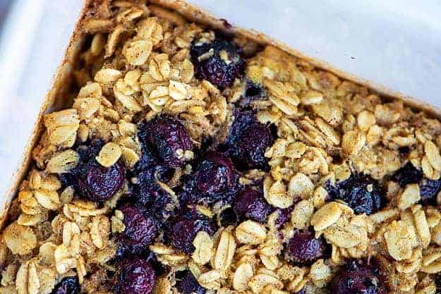 close up of blueberry oatmeal recipe