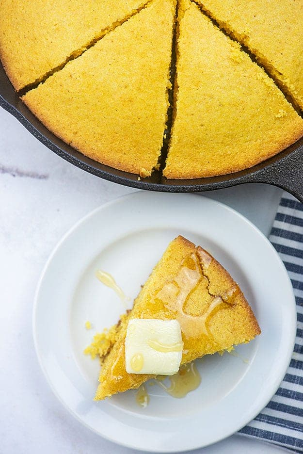 homemade cornbread in a cast iron skillet