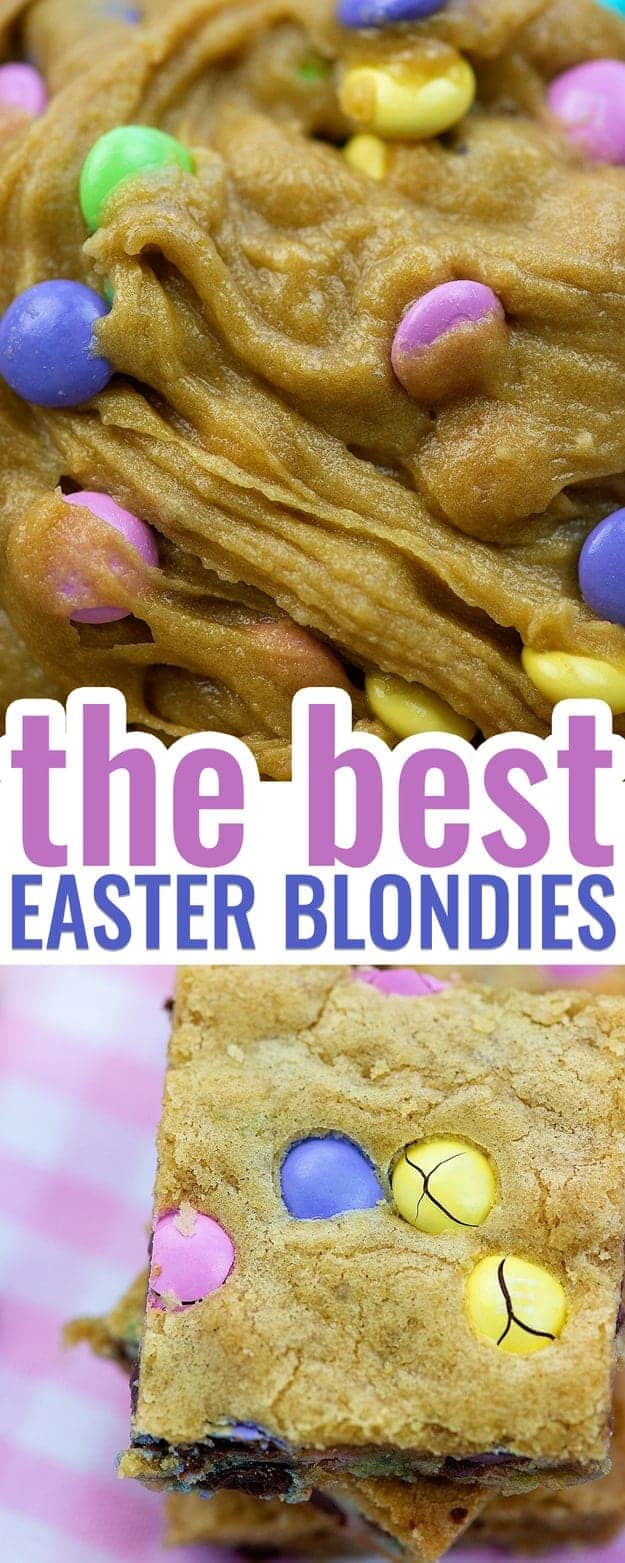 collage of Easter blondies recipe