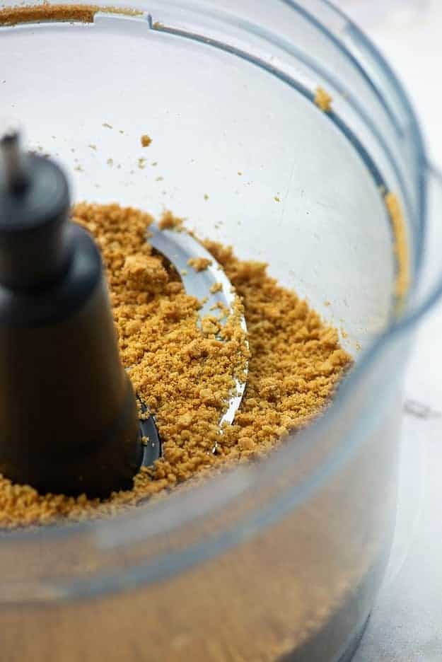 peanut butter cookie crumbs in food processor