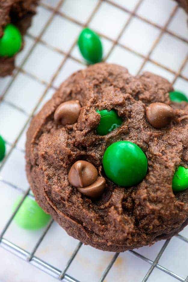 chocolate cookies on cooling rack