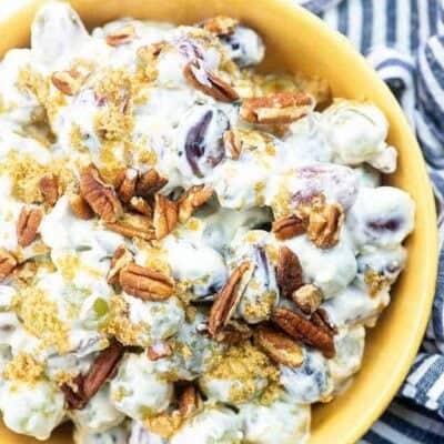 grape salad in yellow bowl