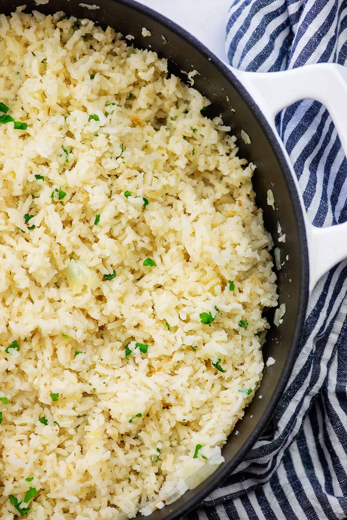 rice pilaf in skillet.