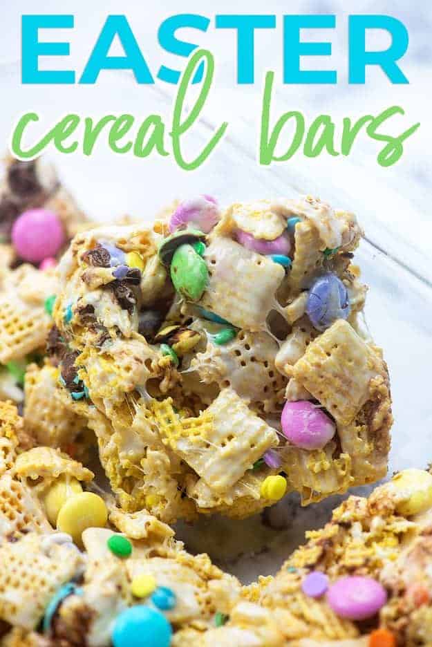easter cereal bars in glass pan