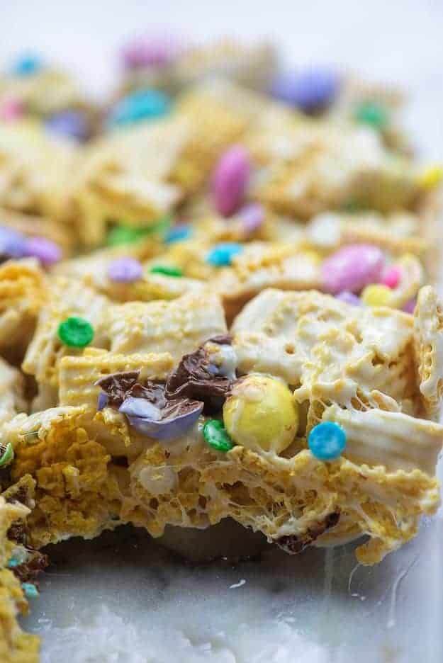cereal bars in glass baking dish