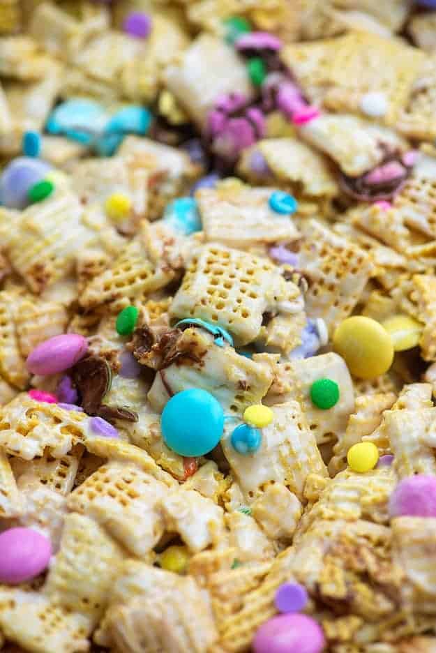 easter cereal bars in glass baking dish