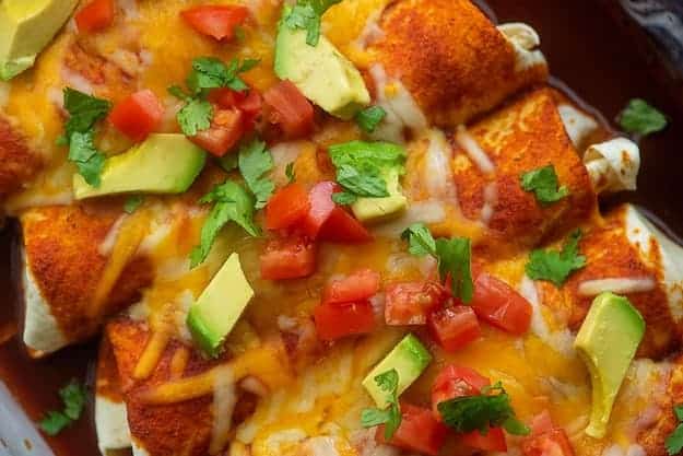 beef enchilada recipe with tomatoes and avocados