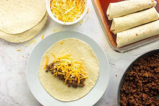 how to fill enchiladas with beef and cheese