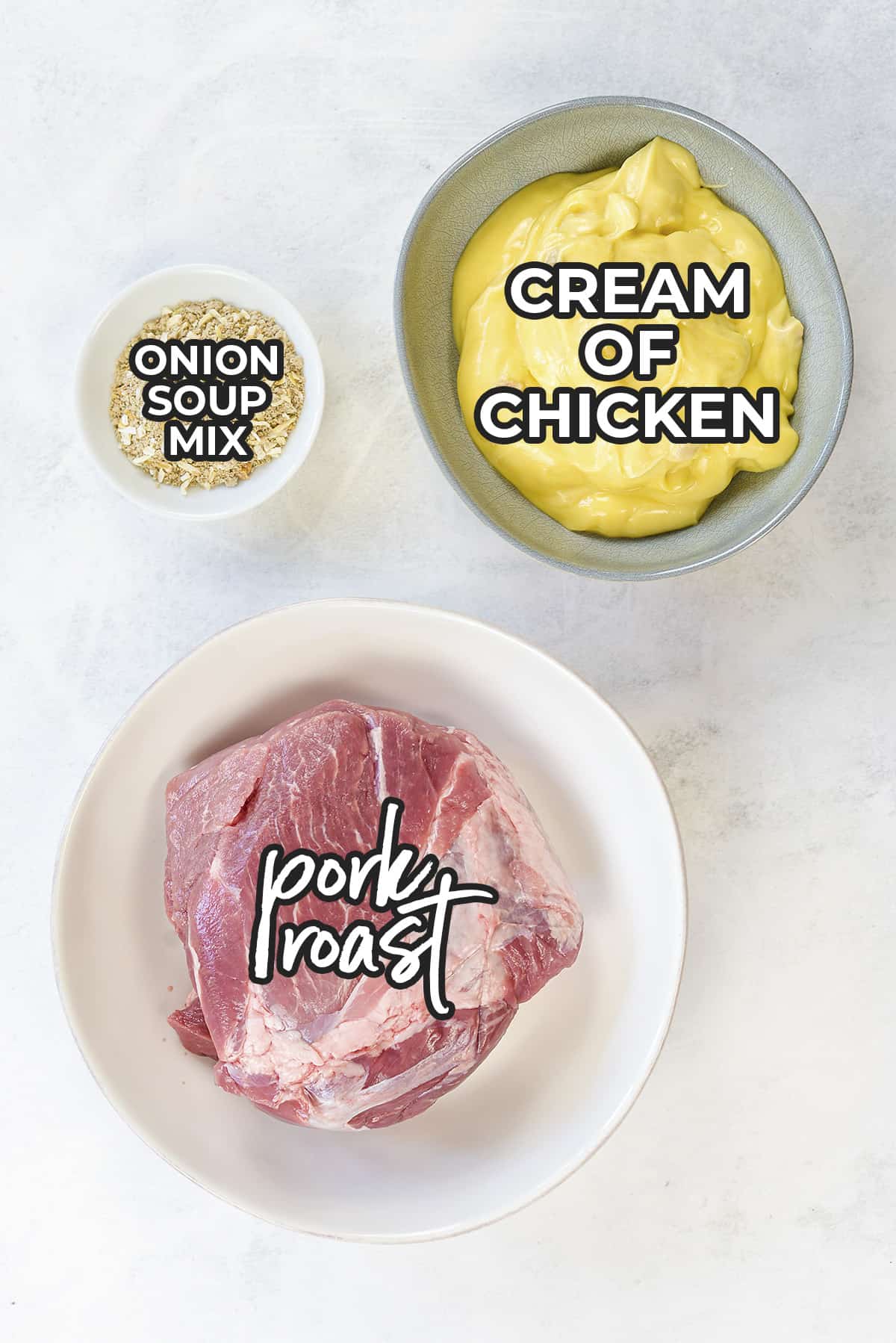 Ingredients for crockpot pork roast recipe.