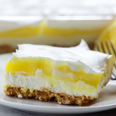 lemon lush recipe on white plate