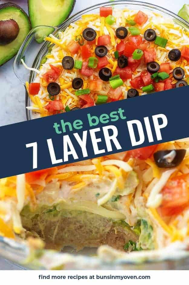 seven layer dip recipe photo collage