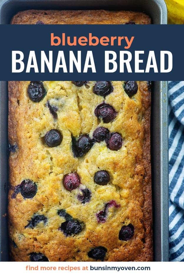 blueberry banana bread in loaf pan