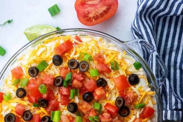 easy 7 layer dip recipe in pie plate