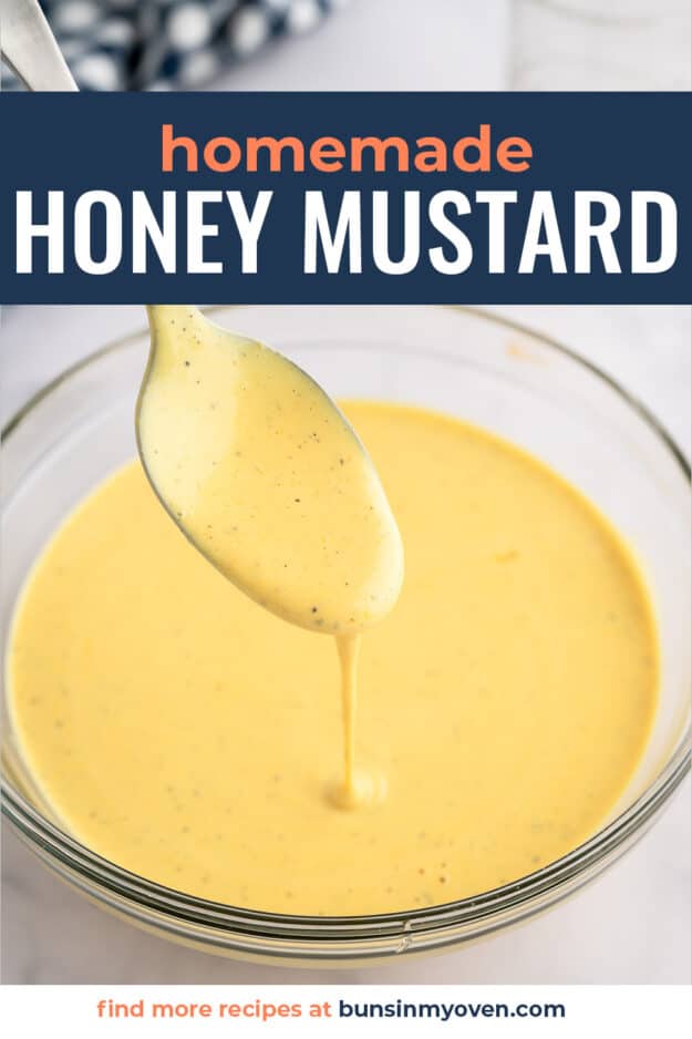 Honey mustard dressing in bowl.