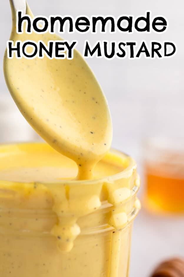 Honey mustard on spoon.