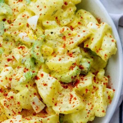 Walmart potato salad recipe in white bowl