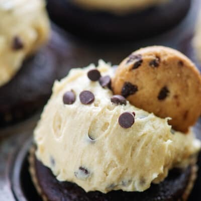cupcake with cookie dough frosting on top