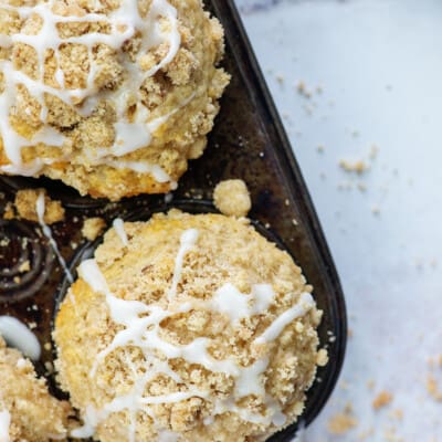 coffee cake muffins with glaze on top