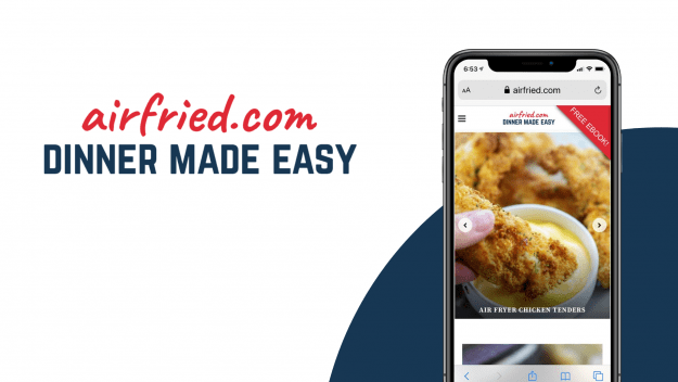 iphone with airfried.com logo and screen