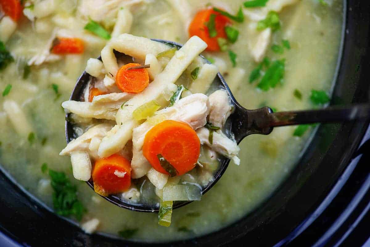 Easy Crockpot Chicken Noodle Soup Recipe! - Buns In My Oven